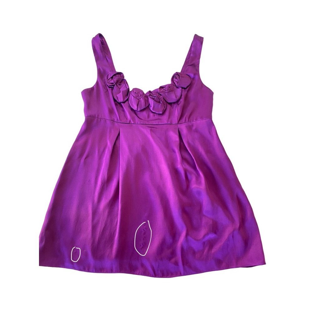 Rebecca Taylor Silk Purple Flower Rose Accent Sleeveless Blouse Top 4 Small ** - Picture 11 of 15